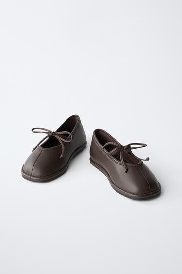 BALLERINES EN CUIR - Marron de Zara - Image 2