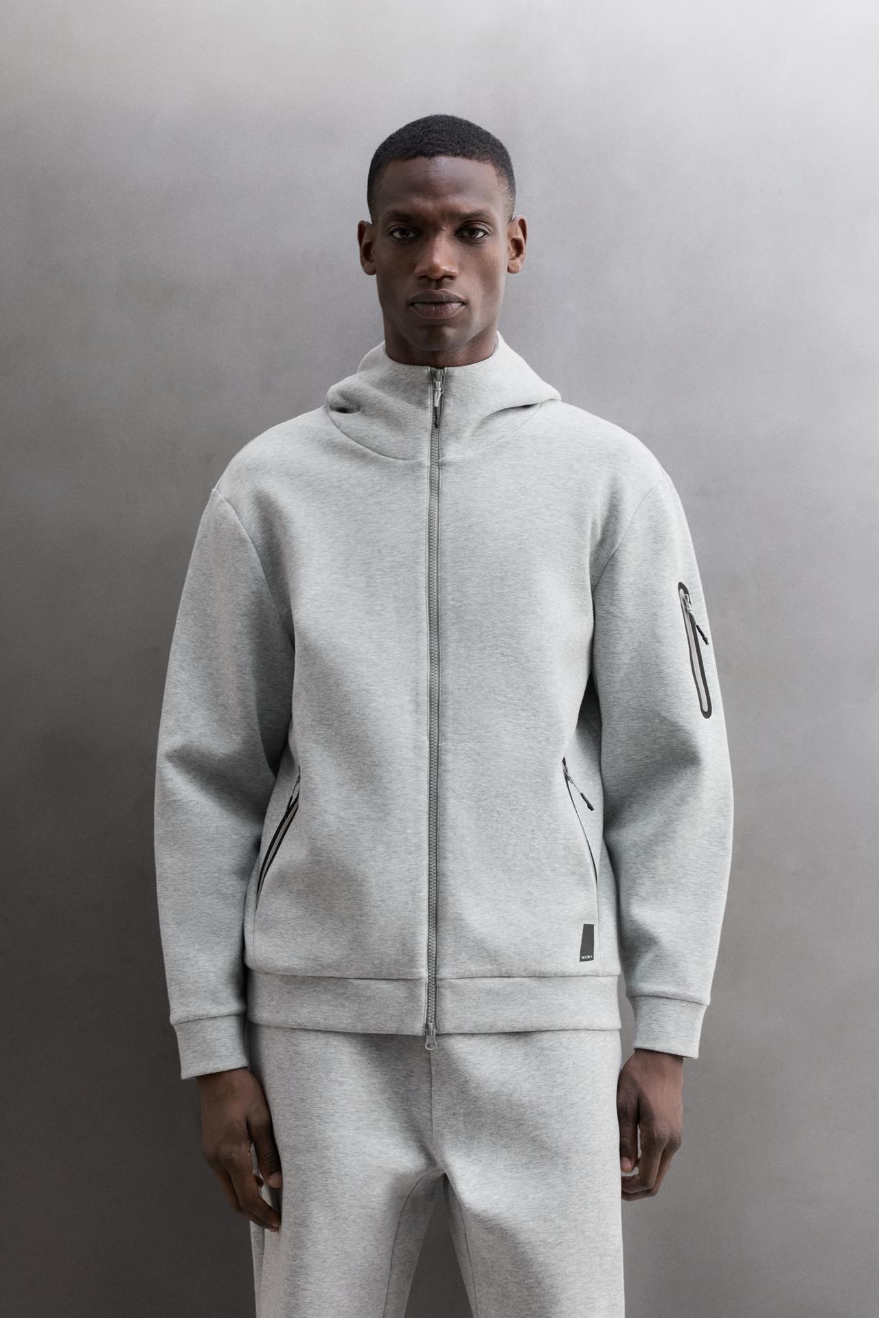 TECHNICAL ZIP HOODIE — Gray marl