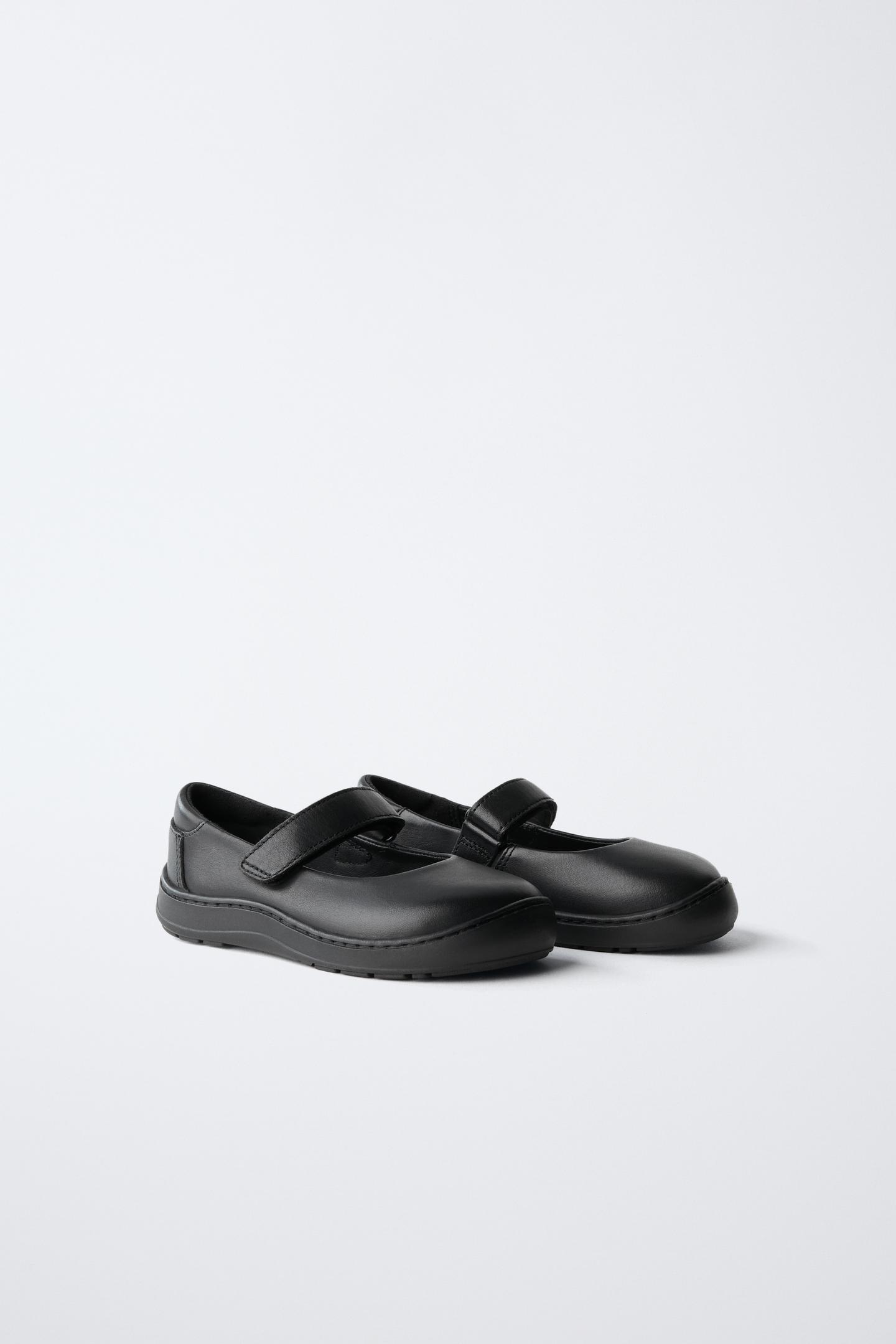 Детские балетки Zara Leather Barefoot Ballet Flats, цвет: Чёрный — фото 2