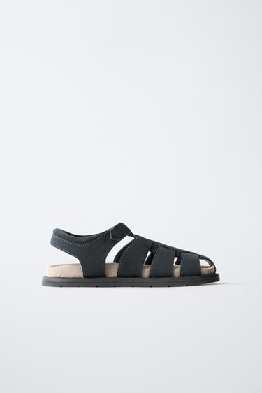 LUKKET SANDAL I SKIND - Marineblå fra Zara - Billede 0