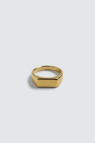 STAINLESS STEEL SIGNET RING - Gold by Zara - Image 4