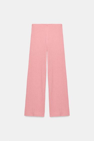 TEXTURED STRAIGHT-LEG TROUSERS - Pale pink by Zara - Image 4