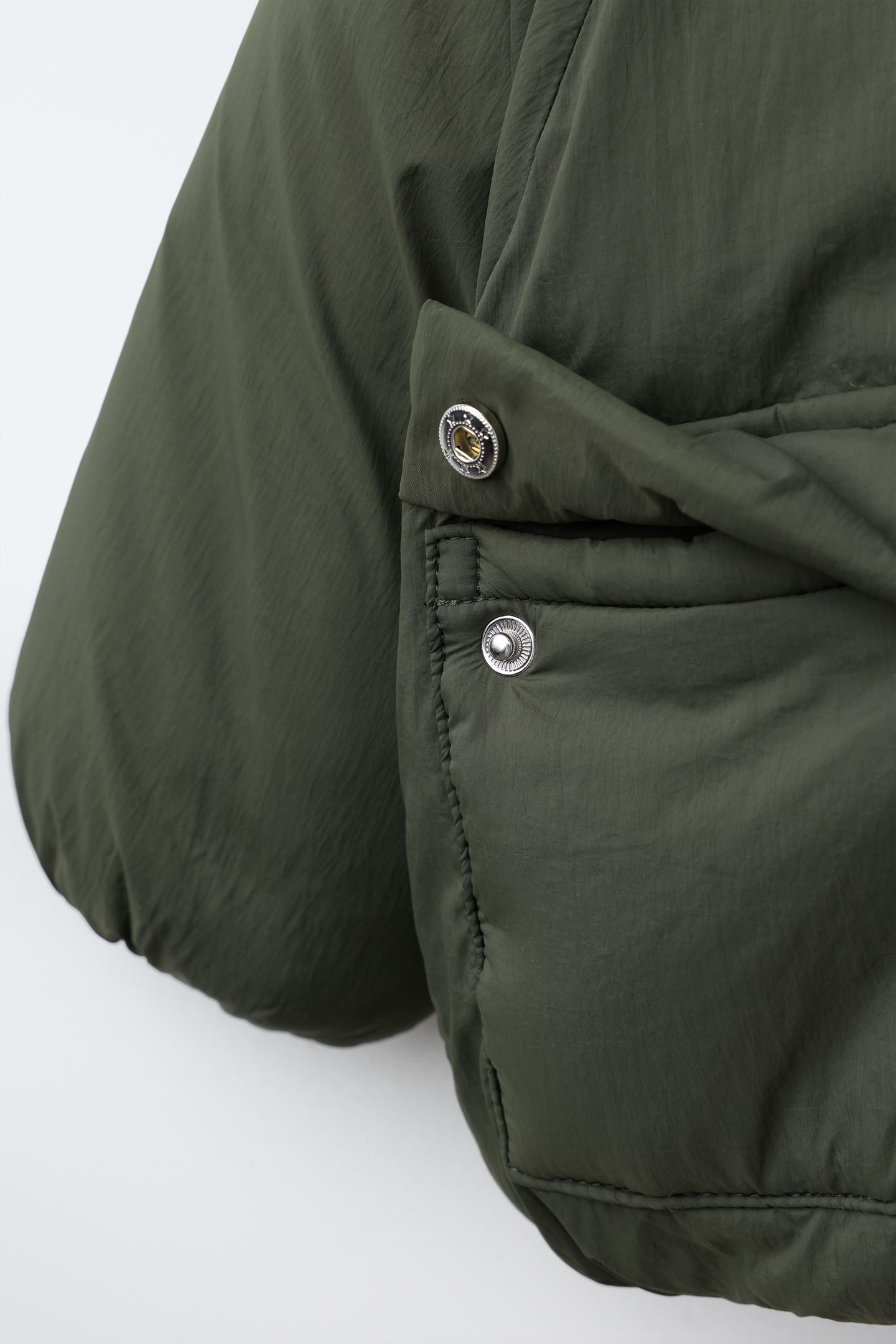 Детская куртка Zara Water-Repellent Nylon, цвет: Тёмный зелёный — фото 5