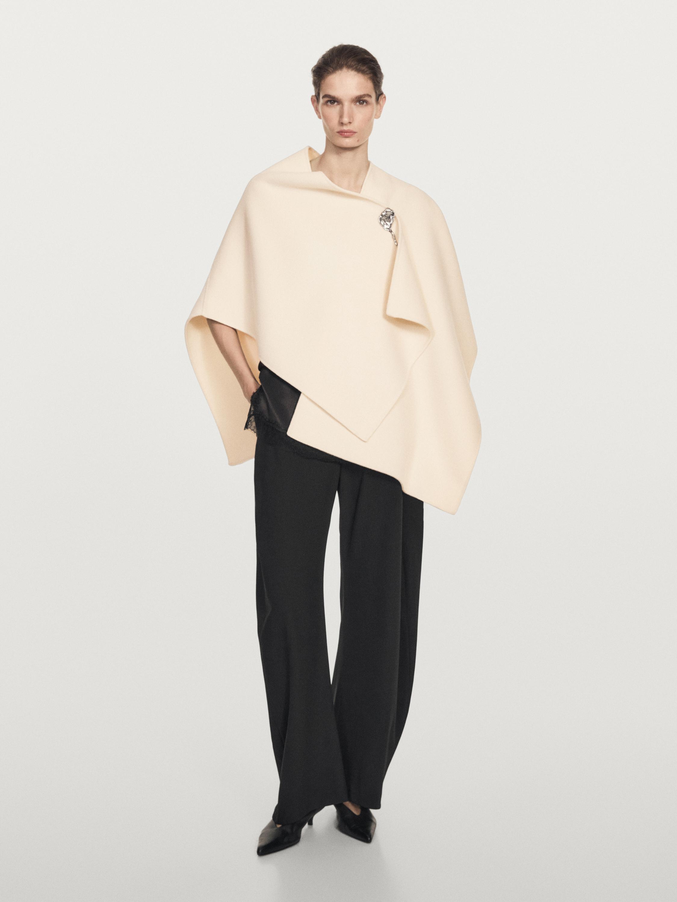Wool blend felt texture cape