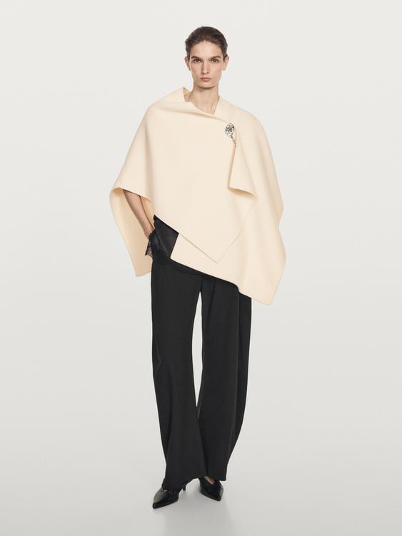 Wool blend felt texture cape
