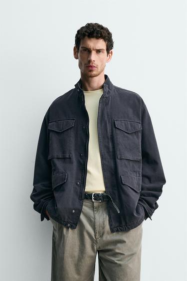 WASHED UTILITY POCKET JACKET - Navy blue by Zara - Image 1