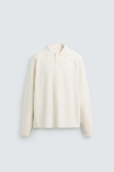 POLO EN MAILLE DOUCE - Blanc cassé de Zara