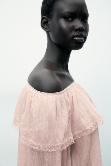COLD SHOULDER BIB SHIRT - Pink by Zara - Image 2