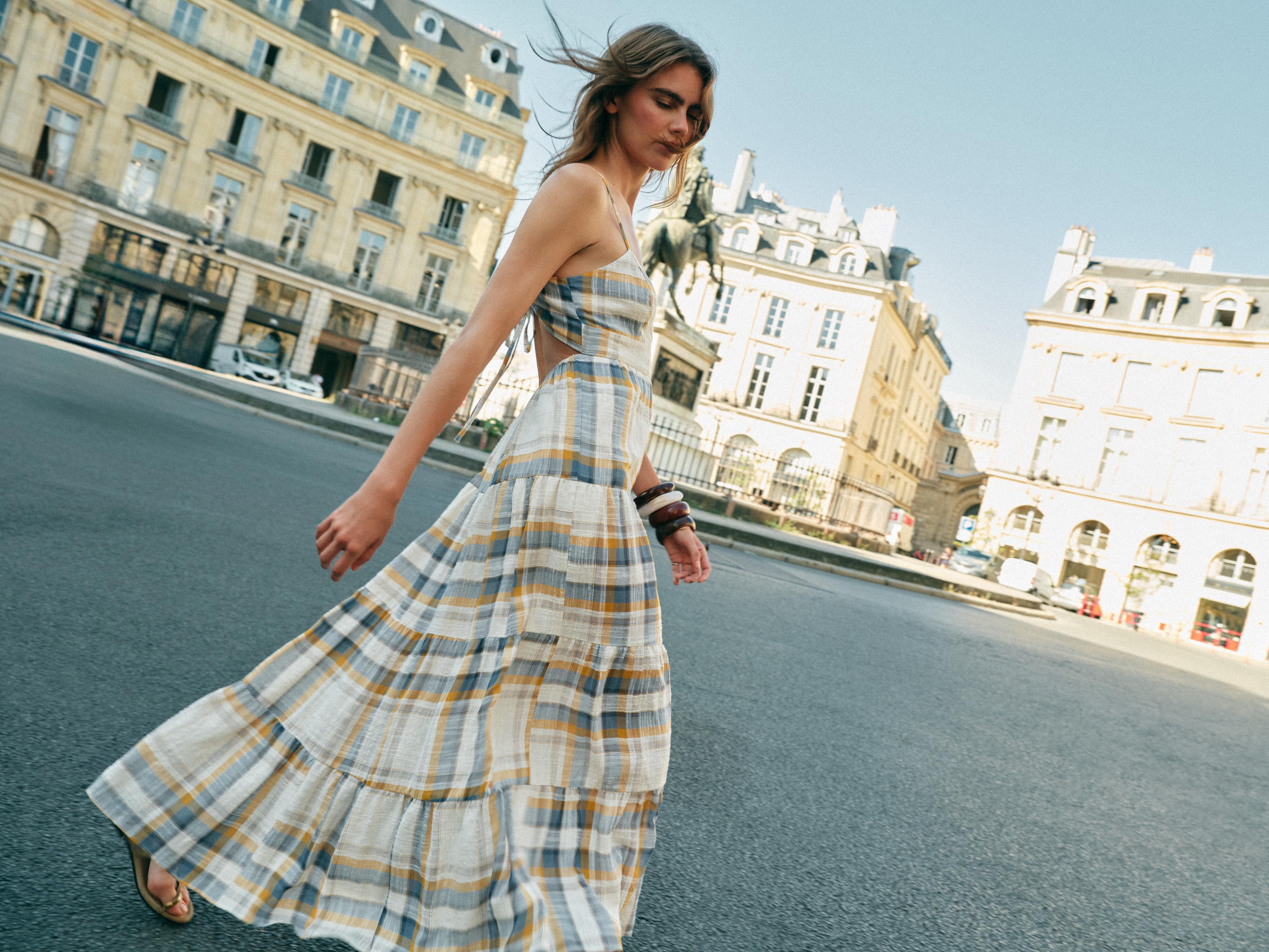 LONG PLAID DRESS