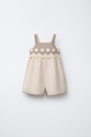 FLORAL CROCHET PLAYSUIT - Ecru by Zara