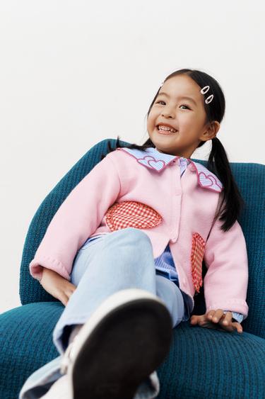 CARDIGAN WITH HEART POCKETS - Pink by Zara