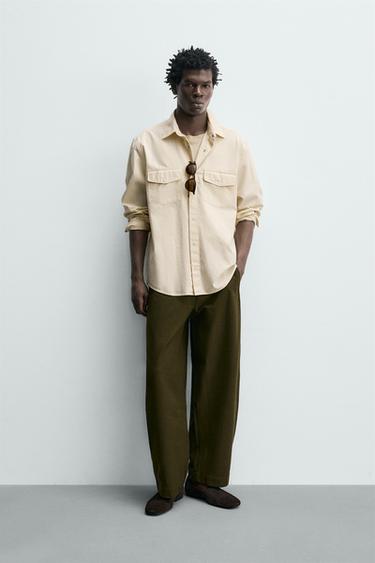 REGULAR FIT TEXTURED COTTON SHIRT - Ecru by Zara