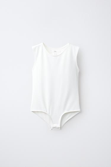 POLYAMIDE SLEEVELESS BODYSUIT — White 1