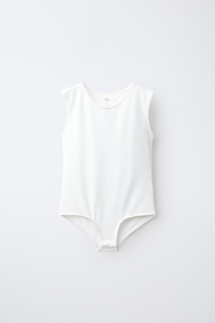 POLYAMIDE SLEEVELESS BODYSUIT — White