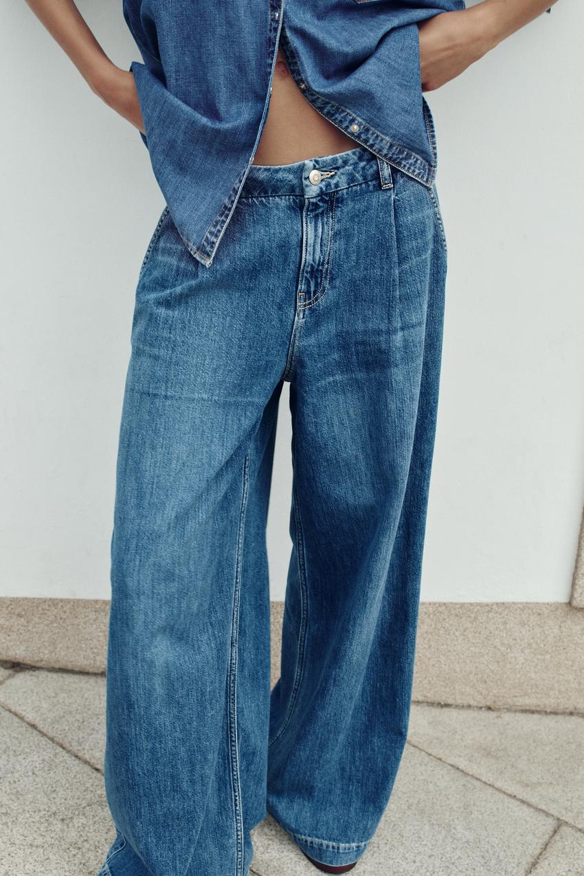 Z1975 WIDE-LEG ミッドライズ デニムパンツ - ブルー | ZARA Japan / 日本