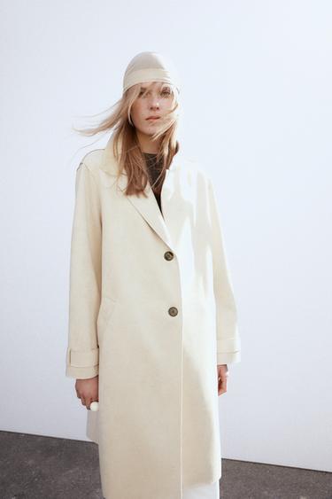 FAUX SUEDE COAT - Ecru by Zara - Image 1