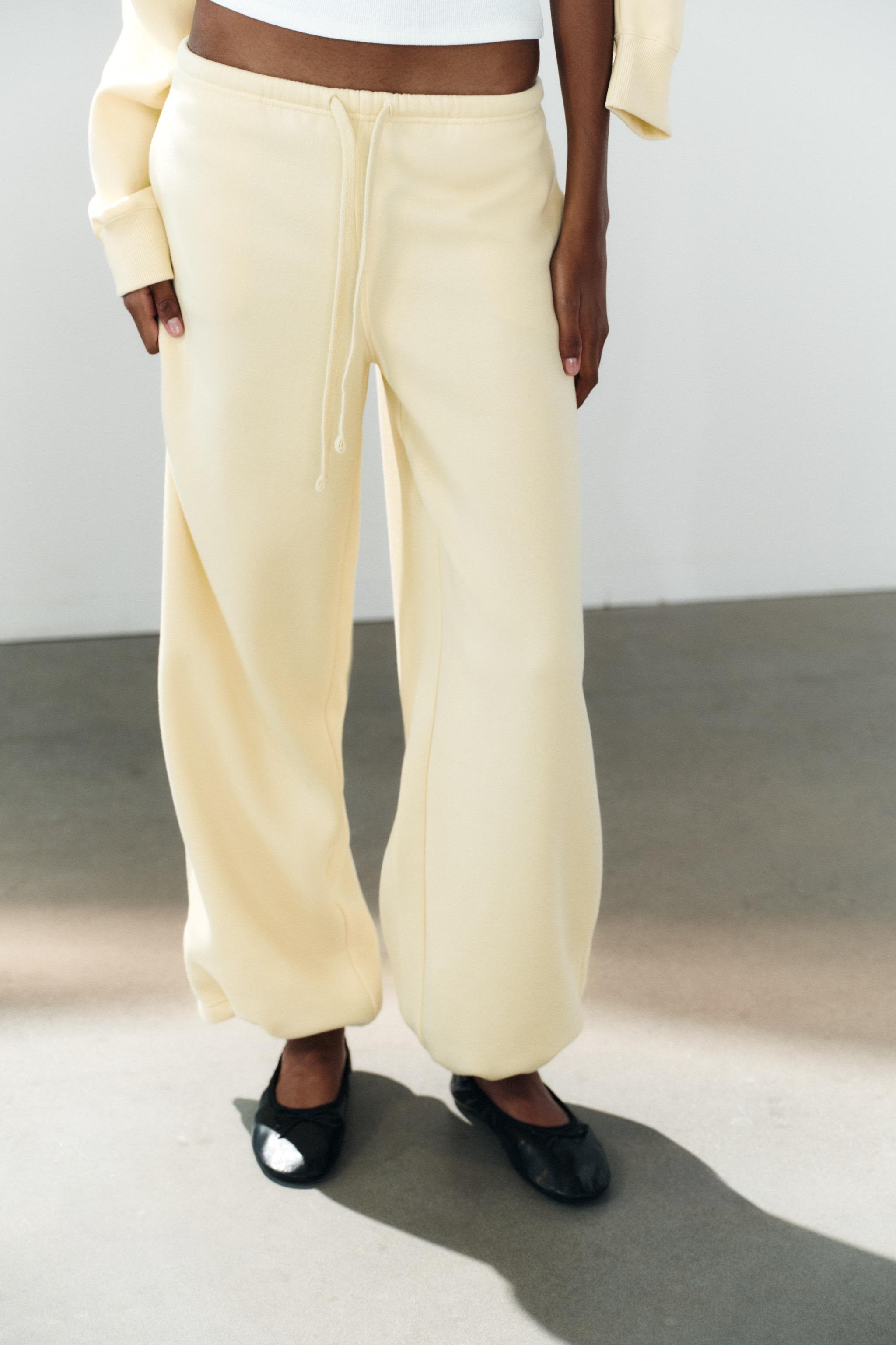 BASIC STRAIGHT-LEG SWEATPANTS WITH ADJUSTABLE HEM — Yellow
