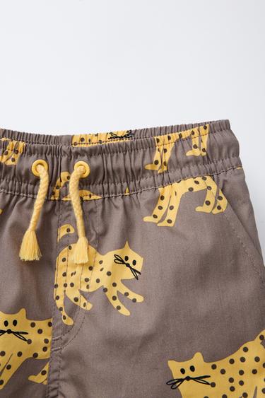 AGES 2-6/ KITTEN PRINT SWIM SHORTS - Brown by Zara - Image 2