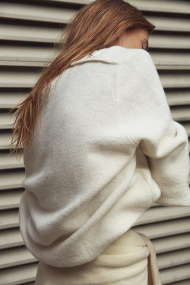 WOOL PUFF SLEEVE KNIT JUMPER - Ecru by Zara - Image 1