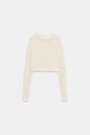 CROPPED HIGH-NECK JUMPER - Light ecru by Zara - Image 8