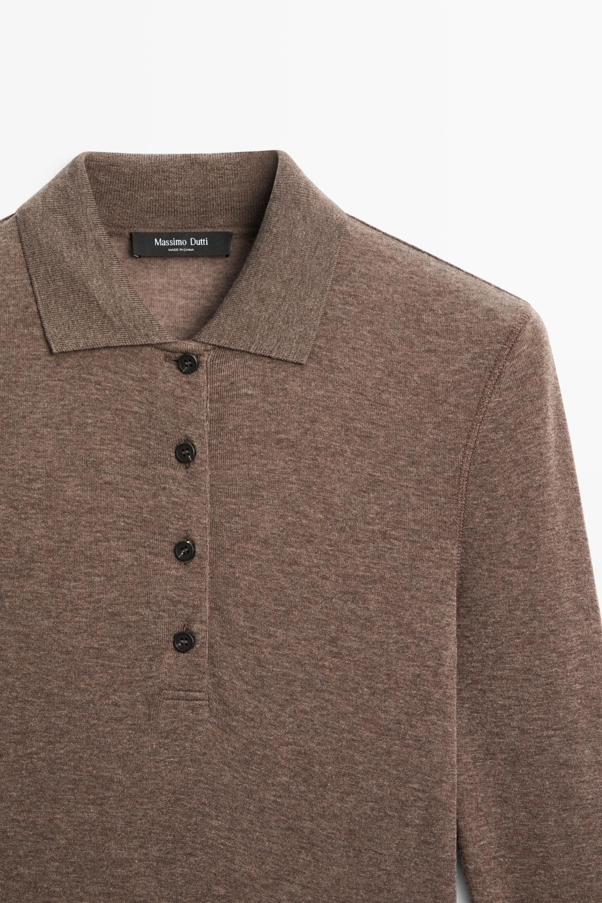 Polo manches longues en laine