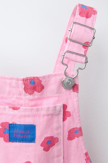 LONG FLORAL TWILL DUNGAREES - Pink by Zara - Image 2