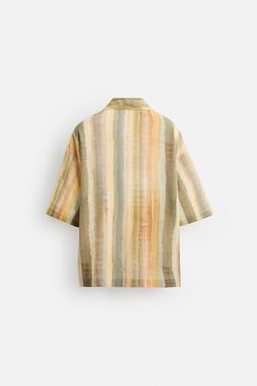 CHEMISE À IMPRIMÉ RAYURES - Orange de Zara - Image 7