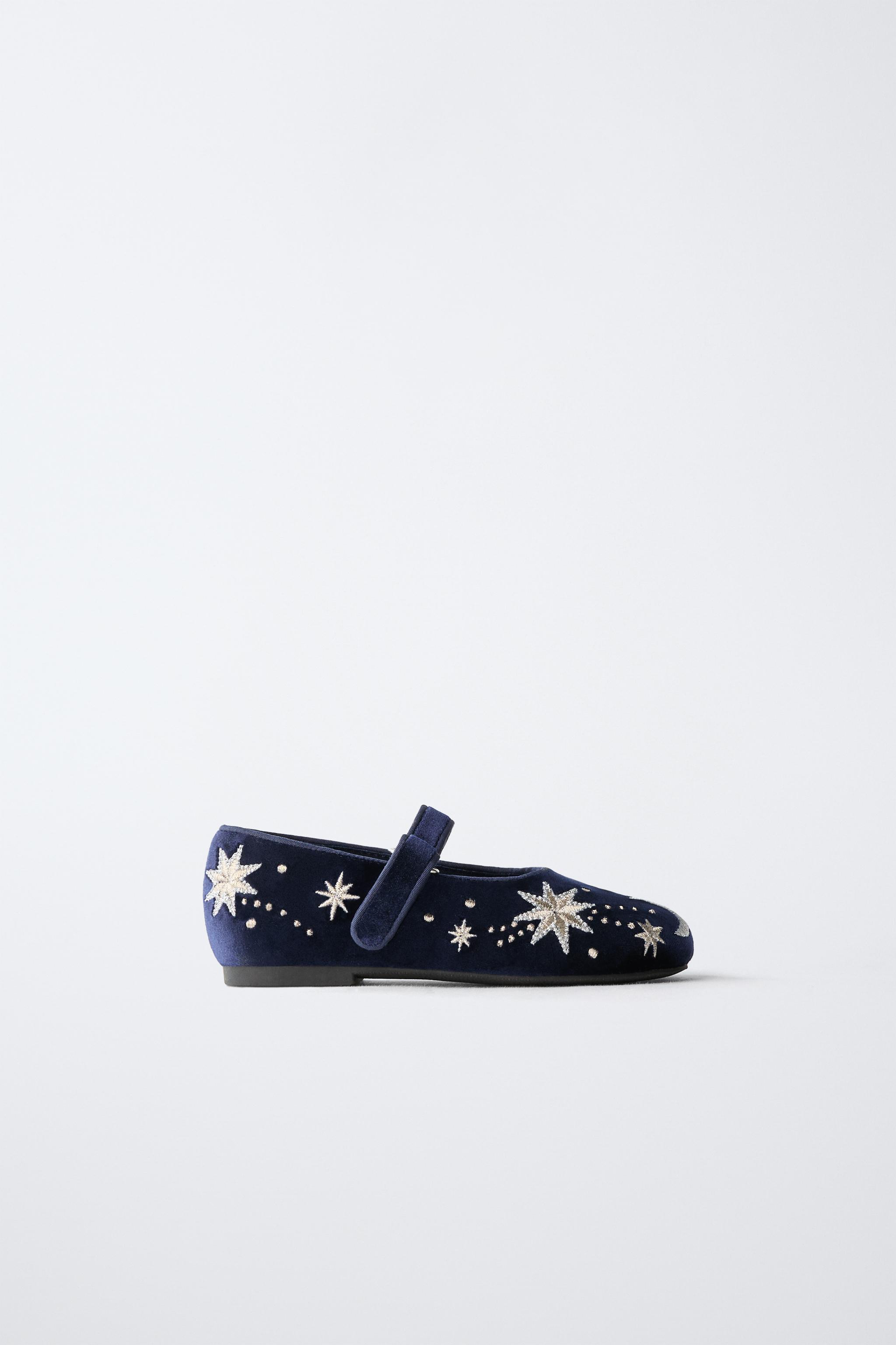 EMBROIDERED VELVET BALLET FLATS