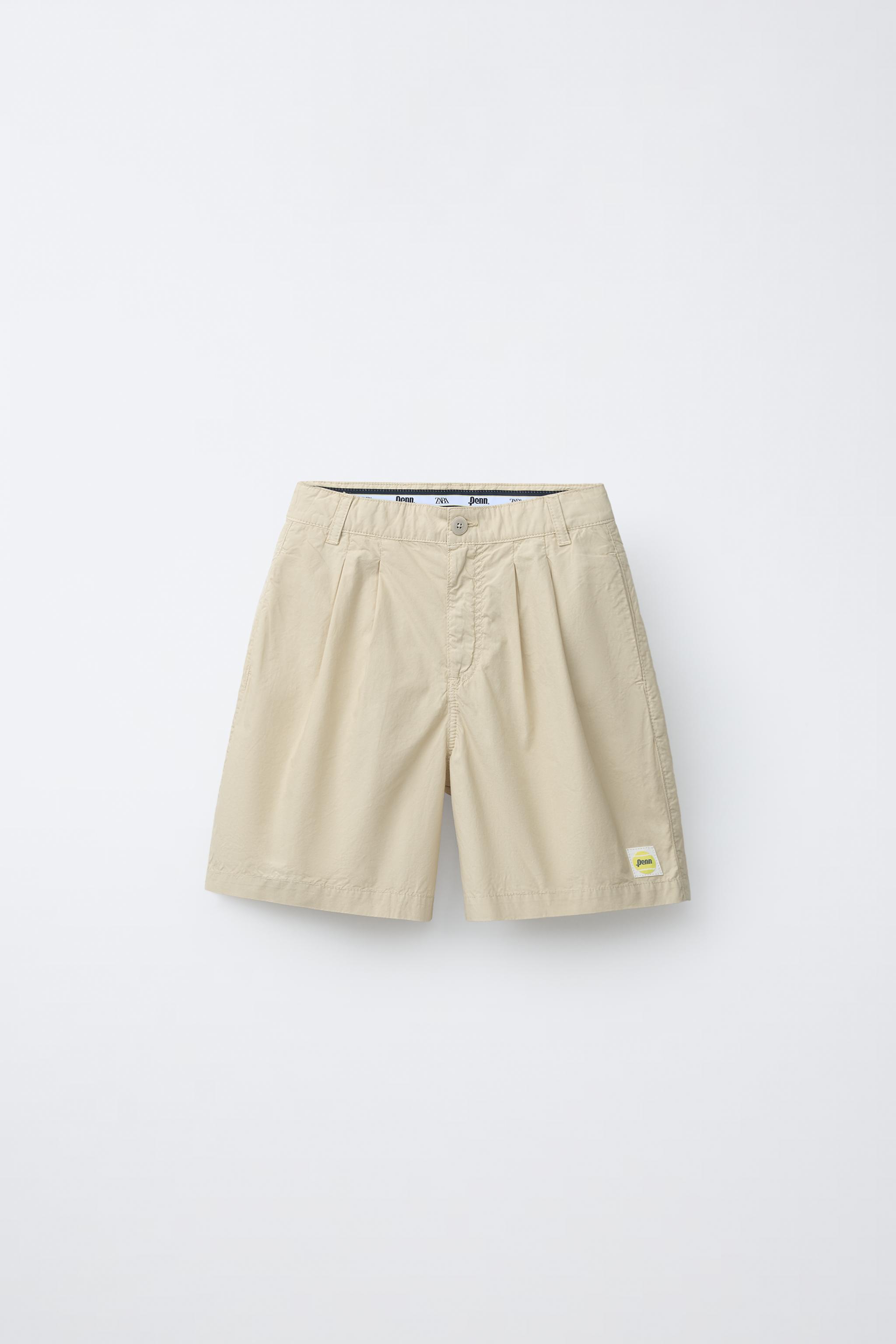 PENN © POPLIN PLEATED SHORTS - Light beige | ZARA United States