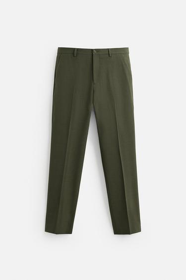 WOOL SUIT TROUSERS - Green by Zara