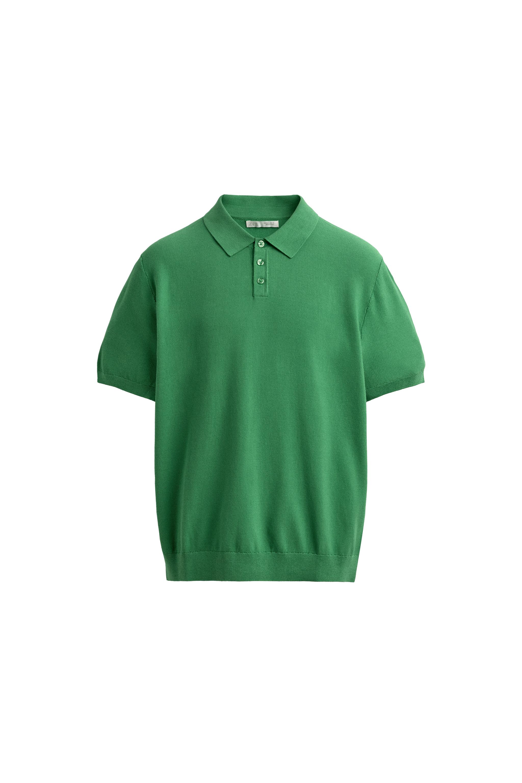 REGULAR FIT PIQUÉ KNIT POLO SHIRT - Blue | ZARA United Kingdom