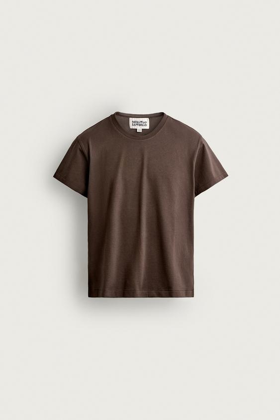 SLIM CROPPED FIT T-SHIRT - Brown by Zara - Image 0