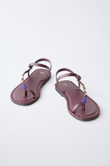 SANDALES À PERLES - Bordeaux de Zara - Image 2