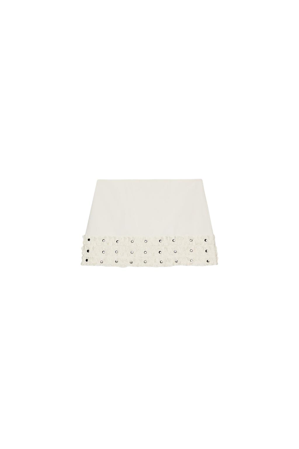 RUFFLED STUDDED MINI SKIRT - image 3
