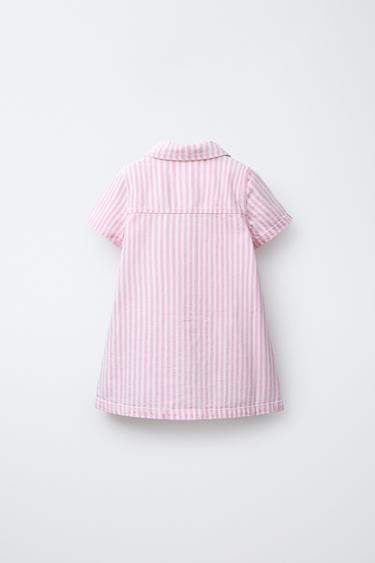 STRIPED TWILL DRESS - Pink by Zara