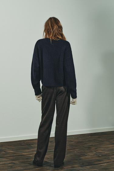 CHECK TROUSERS WITH SEAM DETAILS - Khaki by Zara - Image 5