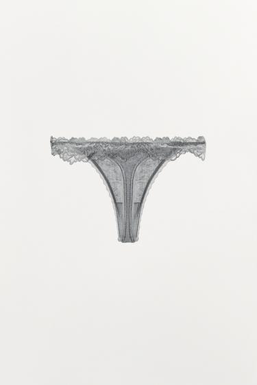 CULOTTE POINTELLE EN DENTELLE - Gris chiné de Zara - Image 6
