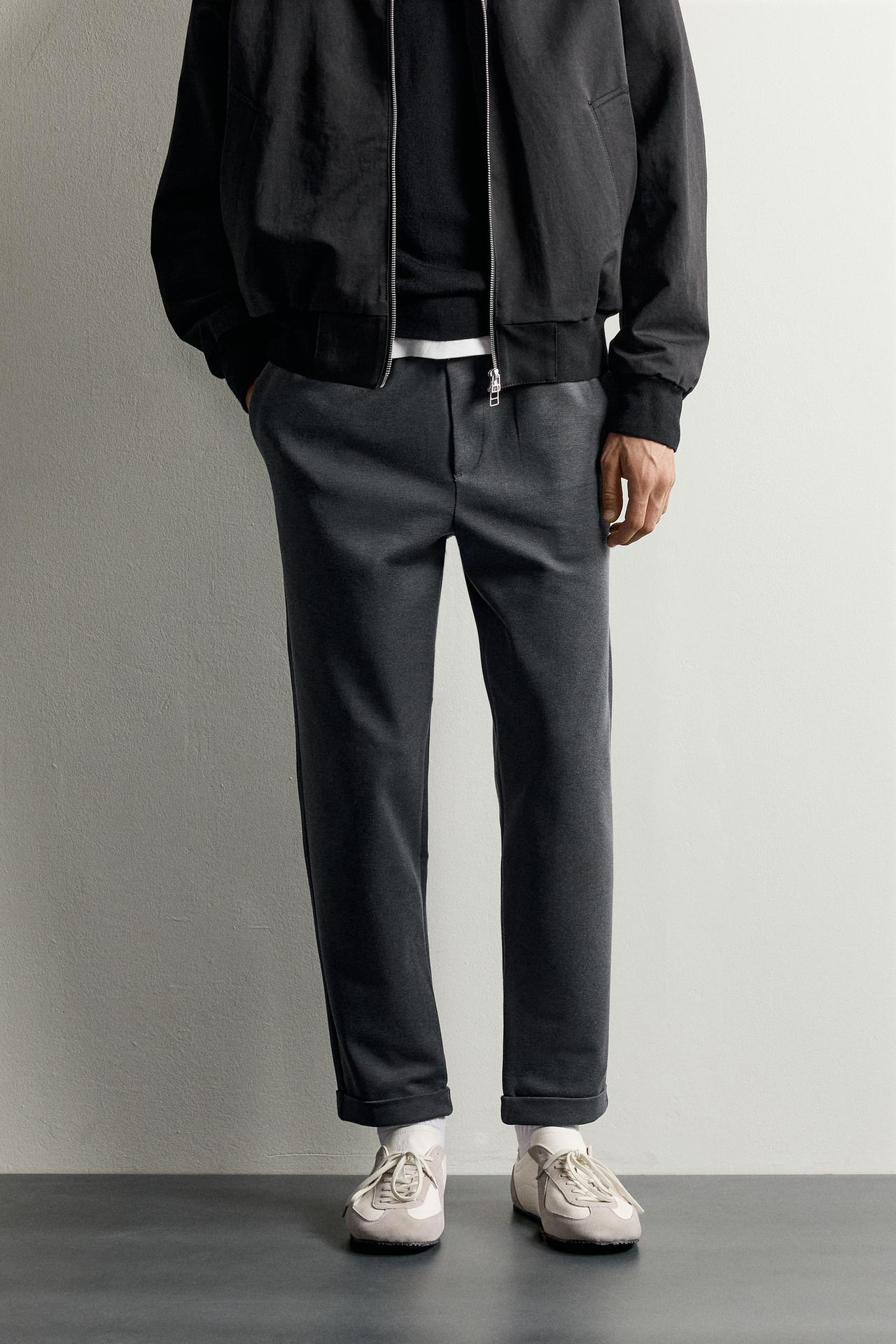 EASY CARE JOGGER-WAIST PANTS — Charcoal gray