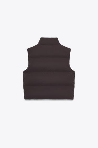 RUBBERISED PUFFER GILET - Brown by Zara - Image 5