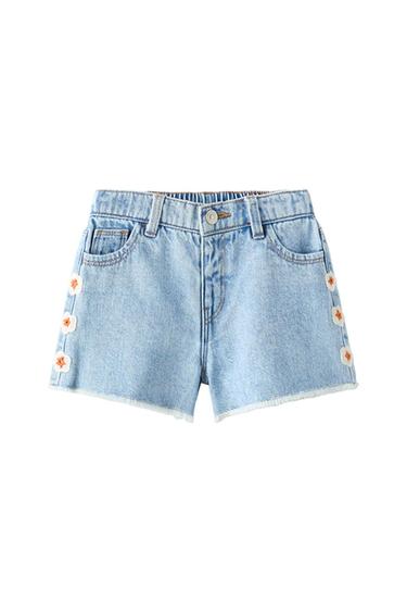 FLORAL DENIM BERMUDA SHORTS