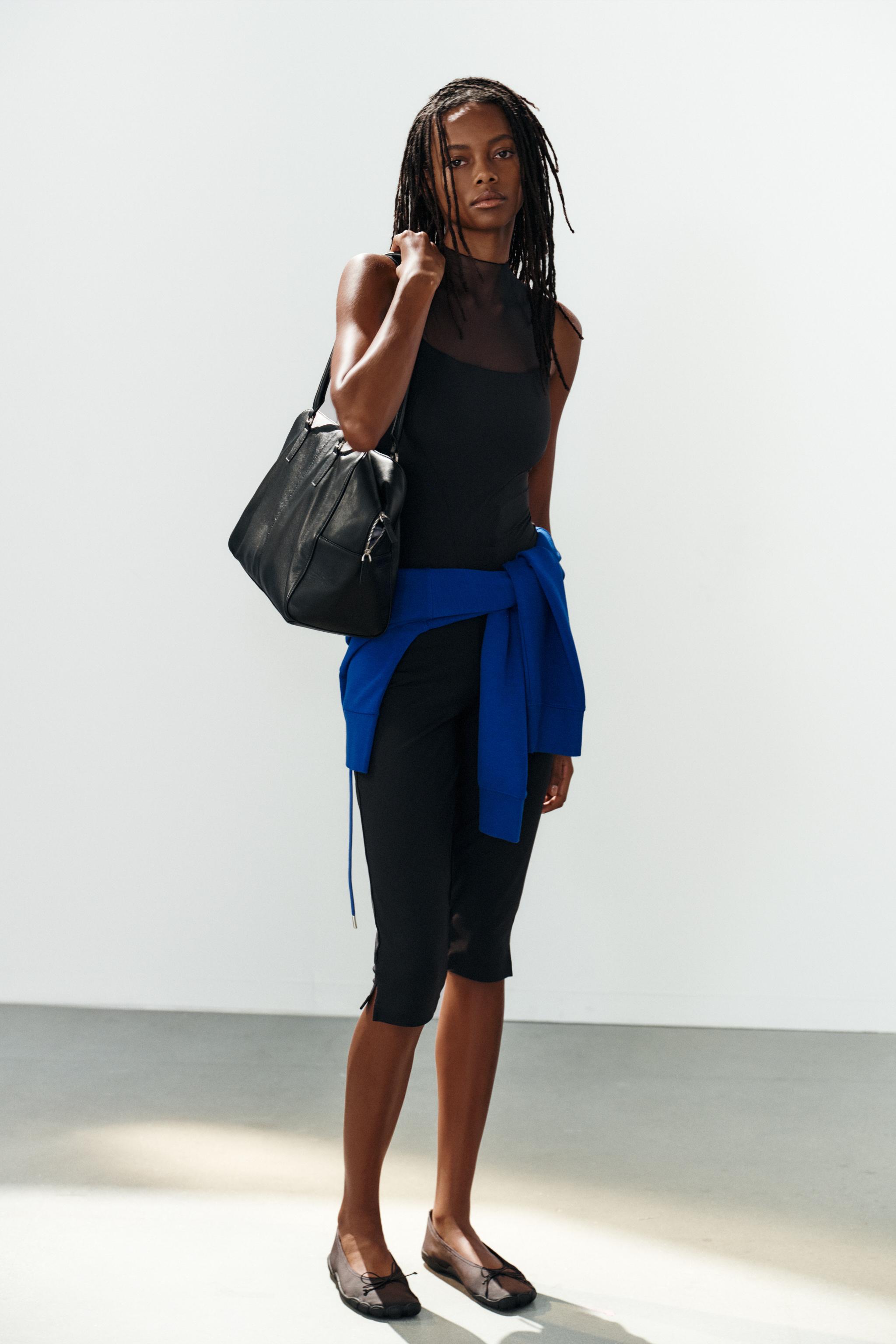 TULLE COMBINED BODYSUIT — Black