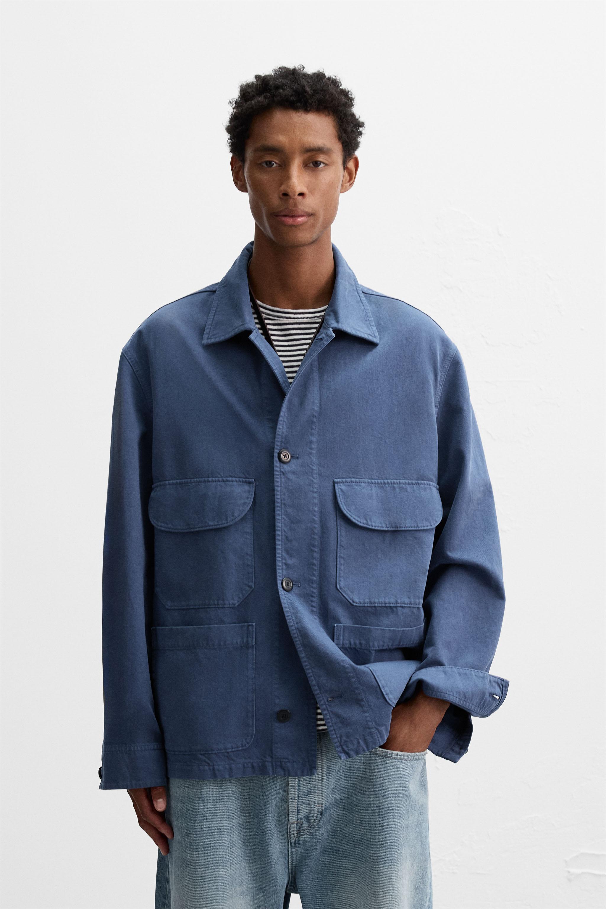 ウォッシュドポケットジャケット - 濃青 | ZARA Japan / 日本