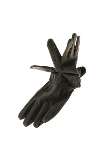 LEATHER GLOVES - Taupe grey by Zara