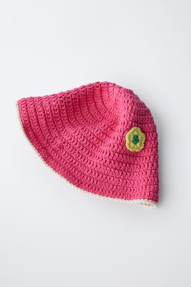 CROCHET FLOWER HAT - Fuchsia by Zara - Image 1