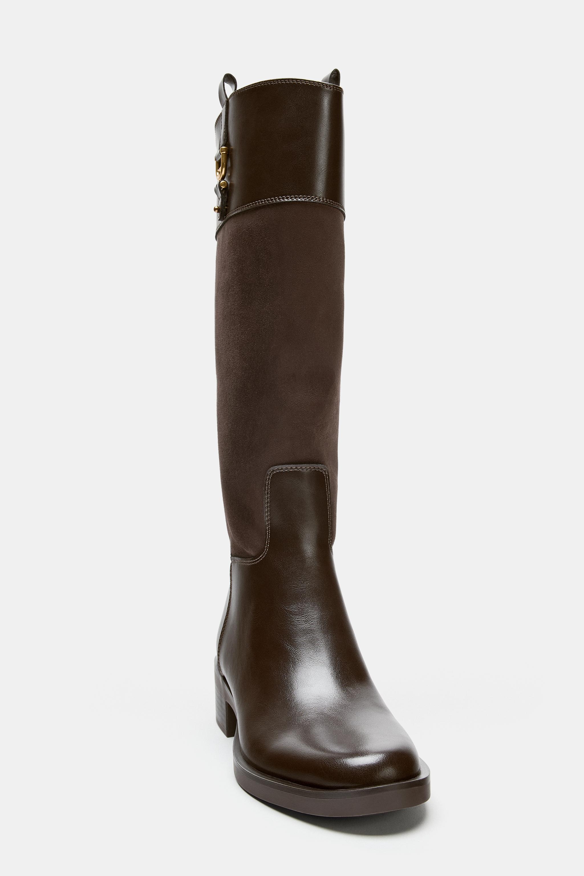 MIXED MATERIAL RIDING BOOTS