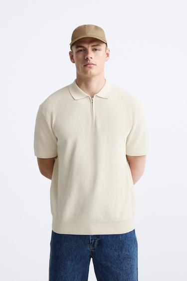 PURL KNIT POLO SHIRT - Ecru by Zara