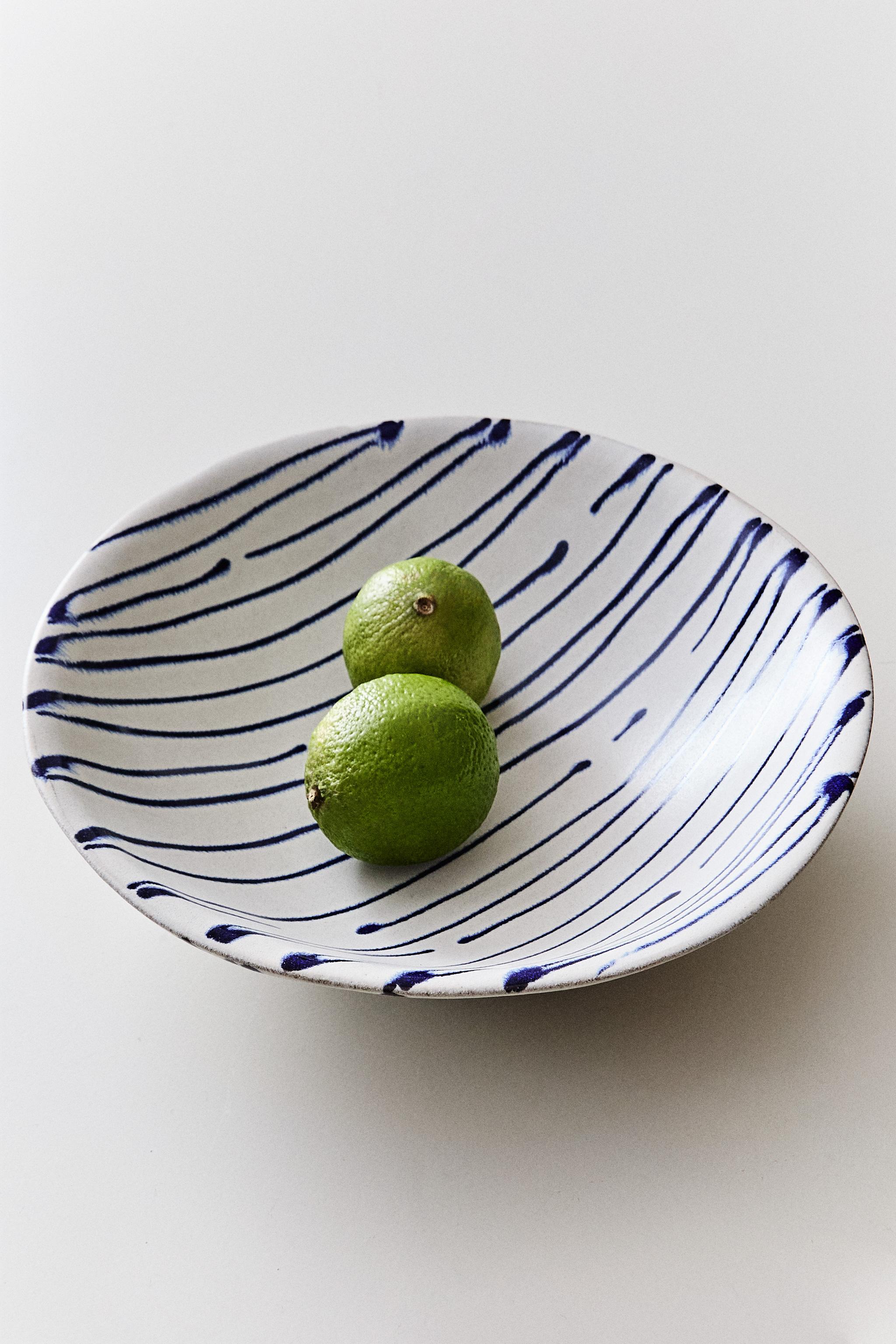 STRIPED EARTHENWARE SALAD BOWL