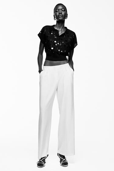 SEQUINNED KNIT SWEATER - Black by Zara - Image 0