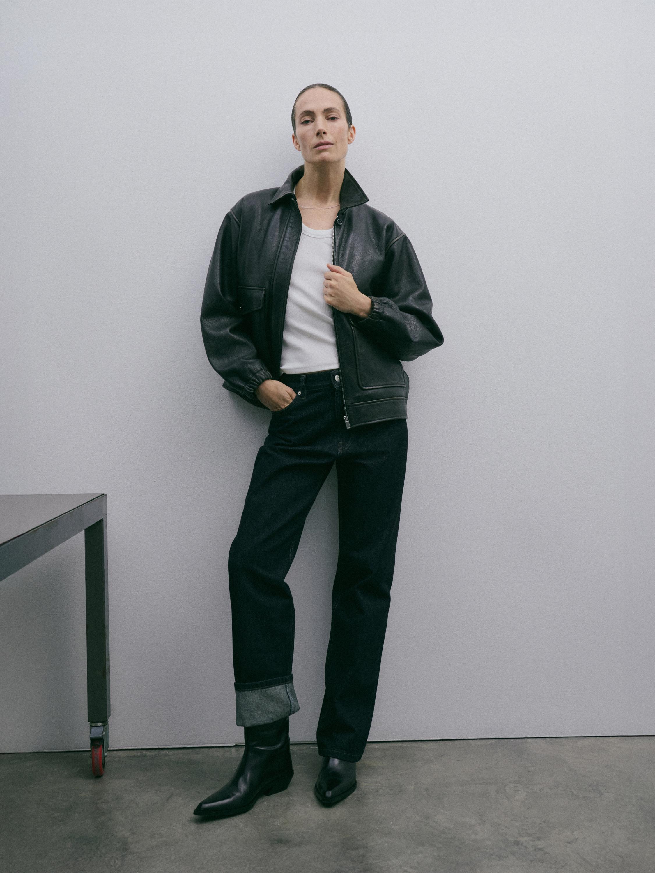 T-shirt col V en coton mercerisé