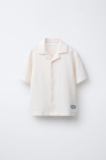 Zara TERRY CLOTH SHIRT - Ecru